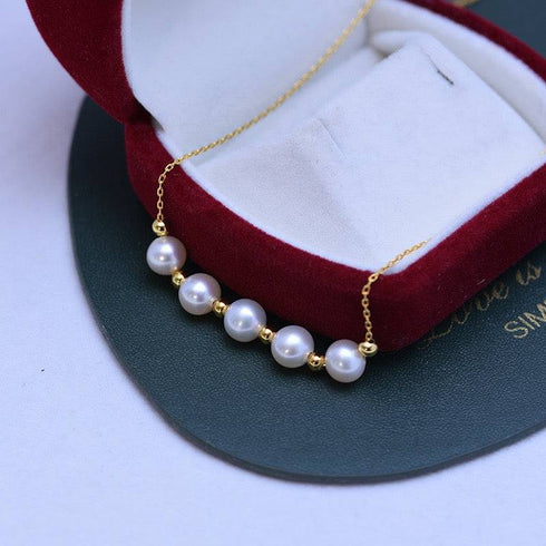 6-7mm Five Drops White Freshwater Smile Pearl Necklace - May Lynn Jewelry